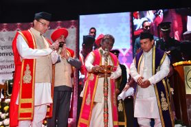 President Smt. Droupadi Murmu ji and Governor Lt. Gen. Gurmit Singh (Retd) inaugurating the third convocation of Doon University by lighting the lamp.