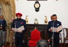 Governor administers the oath of office and secrecy to the newly appointed State Information Commissioner, Mr. Yogesh Bhatt.;?>