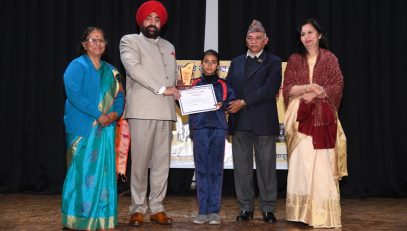 Governor Lt. Gen. Gurmit Singh (Retd) awarding the achievers at Raj Bhavan Auditorium.
