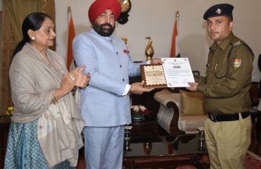 Employees of Raj Bhawan honored for excellent work with Governor Lt. Gen. Gurmit Singh (Retd).