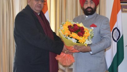 Cabinet minister Ganesh Joshi met the Governor and greeted him for the happy new year.