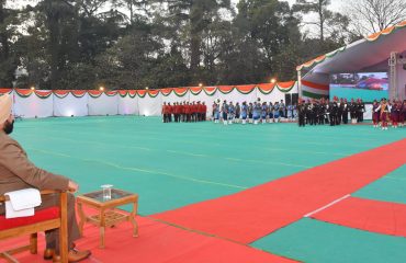 Governor watching the performance of the band in the program “Beating the Retreat”.