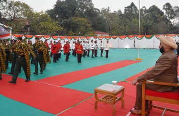 Governor watching the performance of the band in the program “Beating the Retreat”.