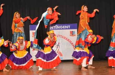 NCC cadets perform a stunning cultural dance performance at Raj Bhavan Auditorium.