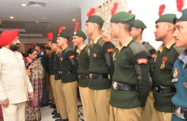 Governor interacting with NCC Cadets.