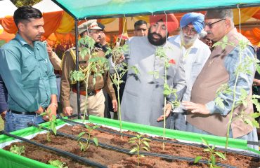 Governor and Chief Minister Pushkar Singh Dhami observing the flower exhibition on the occasion of Vasantotsav-2023 at Raj Bhawan.