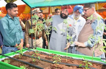 Governor and Chief Minister Pushkar Singh Dhami observing the flower exhibition on the occasion of Vasantotsav-2023 at Raj Bhawan.
