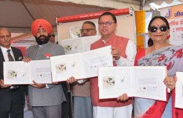 Governor and Chief Minister Pushkar Singh Dhami releasing the special postage cover of Timru and inaugurating the postage stamp exhibition on the occasion of Vasantotsav-2023 at Raj Bhawan.