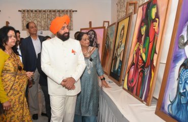 On the occasion of Vasantotsav-2023, the Governor along with First Lady Mrs. Gurmeet Kaur visiting the art gallery at Raj Bhawan.