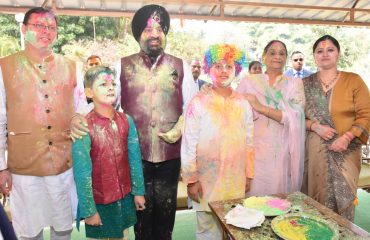 Governor celebrates Holi Milan with Chief Minister Pushkar Singh Dhami and other public representatives at Raj Bhawan.