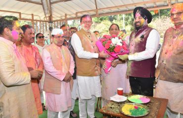 Governor celebrates Holi Milan with Chief Minister Pushkar Singh Dhami and other public representatives at Raj Bhawan.