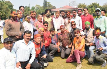 Governor celebrates Holi Milan with Chief Minister Pushkar Singh Dhami and other public representatives at Raj Bhawan.