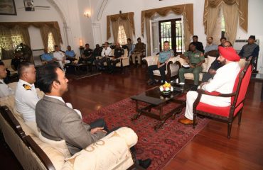 Officials of National Defence College (NDC) visiting Uttarakhand pay courtesy call on Governor at Raj Bhawan.
