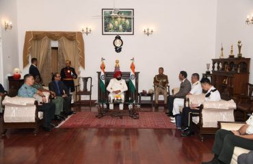 Officials of National Defence College (NDC) visiting Uttarakhand pay courtesy call on Governor at Raj Bhawan.