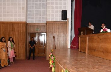 Governor listening to the problems of Raj Bhawan personnel and their families in the Parivar Milan program organized at Raj Bhawan Auditorium.