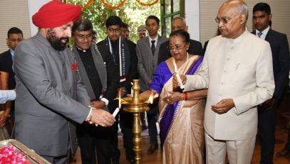 Former President Shri Ram Nath Kovind and Governor inaugurate the program by lighting the lamp, at Lal Bahadur Shastri National Academy of Administration, Mussoorie.
