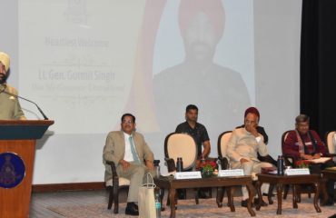 Governor Lt Gen Gurmit Singh (Retd) addresses the 'Vipassana' camp program.