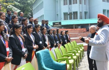Governor Lt Gen Gurmeet Singh (Retd) interacting with the trainee officers.