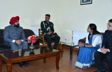 Governor Lt. Gen. Gurmit Singh (Retd) gets apprised about the development works of the district, at the ITBP guest house in Munsiyari.