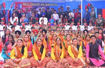 Governor Lt Gen Gurmit Singh (Retd) at the felicitation ceremony organized at NCC Group Headquarters, Nainital.
