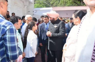 Governor Lt. Gen. Gurmit Singh (Retd) interactes with devotees at Baba Neem Karoli Maharaj Ashram.