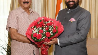 Cabinet Minister Subodh Uniyal pays a courtesy call on Governor Lt Gen Gurmit Singh (Retd).