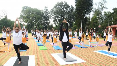 Governor performs yoga on the occasion of International Yoga Day.