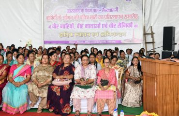 Governor Lt. Gen. Gurmit Singh (retd) addresses the gathering at Sainya Dham, located in Guniyal village, Dehradun.