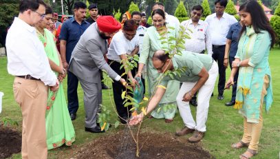 Governor Lt. Gen. Gurmit Singh (Retd) plants a sapling of “Sawni” species in the Raj Bhawan premises.