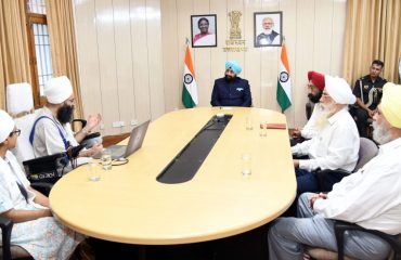 Director of Nihal Nihal Nihal Productions, Dr. Karandeep Singh and other officials meet Governor Lt. Gen. Gurmit Singh (Retd).