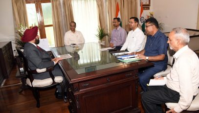 Governor discusses the proposed 'Aryugyan Sammelan' at Raj Bhawan in September, with the officials.