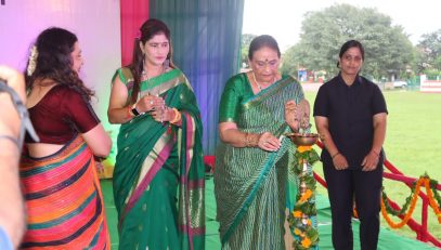 First lady Mrs. Gurmeet Kaur participates as the chief guest in the program on the occasion of 'Hariyali Teej Festival' at Police Line Dehradun.
