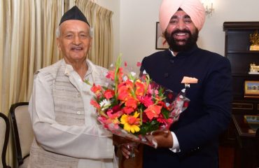 Former CM and former Governor of Maharashtra Shri Bhagat Singh Koshyari paying courtesy call on Governor.