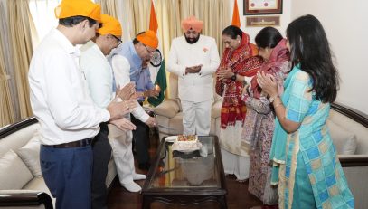 Governor Lt Gen Gurmit Singh (Retd) wishes Chief Minister Pushkar Singh Dhami on his birthday.