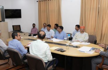 Officials of Uttarakhand Tourism Department and Civil Aviation Department give presentation of the work being done for tourism development in front of Governor Lt Gen Gurmit Singh (Retd).