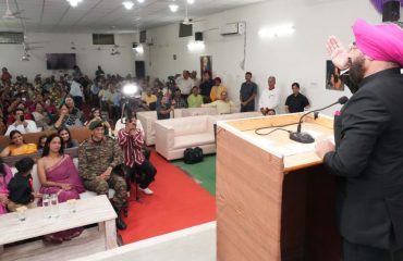 Governor Lt Gen Gurmit Singh (Retd) addresses the program organized in Garhi Cantt.