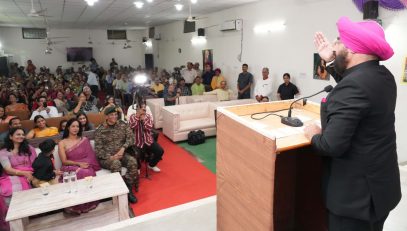 Governor Lt Gen Gurmit Singh (Retd) addresses the program organized in Garhi Cantt.