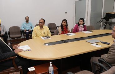 Vice Chancellor Prof Omkar Singh gave a presentation before Governor Lt Gen Gurmit Singh (Retd.) regarding the Inventory Management System prepared by UTU.
