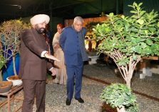 Vice President Shri Jagdeep Dhankar along with Governor Lt Gen Gurmit Singh (Retd.) visit the Bonsai Garden.;?>