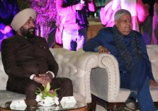 Vice President Shri Jagdeep Dhankhar along with Governor Lt Gen Gurmit Singh (Retd) watching the programs presented by the artists of the Culture Department.;?>