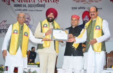 Governor Lt Gen Gurmit Singh (Retd) presents degrees and medals to the people of the institute in the fourth convocation ceremony.