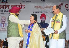 Governor Lt Gen Gurmit Singh (Retd) presents degrees and medals to the people of the institute in the fourth convocation ceremony.;?>