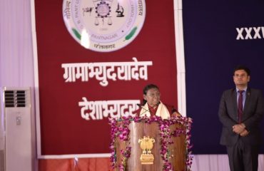 President Smt. Draupadi Murmu addresses the program.