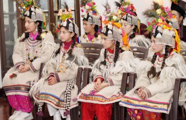 Girl students from Hanu Aryan Valley of Ladakh region who came on “Rashtriya Ekta Yatra” at Raj Bhawan