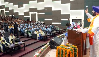 Governor Lt Gen Gurmit Singh (Retd) addresses the convocation ceremony.