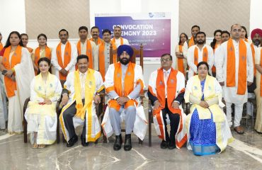 Governor Lt Gen Gurmit Singh (Retd) with students.