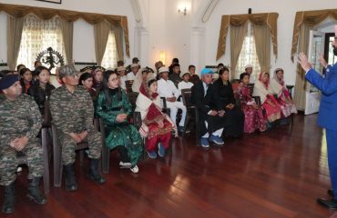 Governor Lt Gen Gurmit Singh (Retd) in conversation with the students of Nubra Valley of Ladakh region, Union Territory, who came on “Rashtriya Ekta Yatra”.