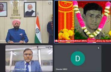 शहीद मेजर राजेश अधिकारी केंद्रीय पुस्तकालय कुमाऊँ विश्वविद्यालय, नैनीताल का वर्चुअली शुभारंभ करते हुए राज्यपाल लेफ्टिनेंट जनरल गुरमीत सिंह (से नि)।