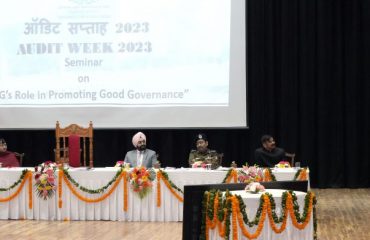 Governor Lt Gen Gurmit Singh (Retd) addresses the seminar organized on the occasion of Audit Week.