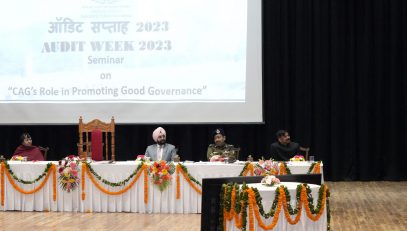 Governor Lt Gen Gurmit Singh (Retd) addresses the seminar organized on the occasion of Audit Week.